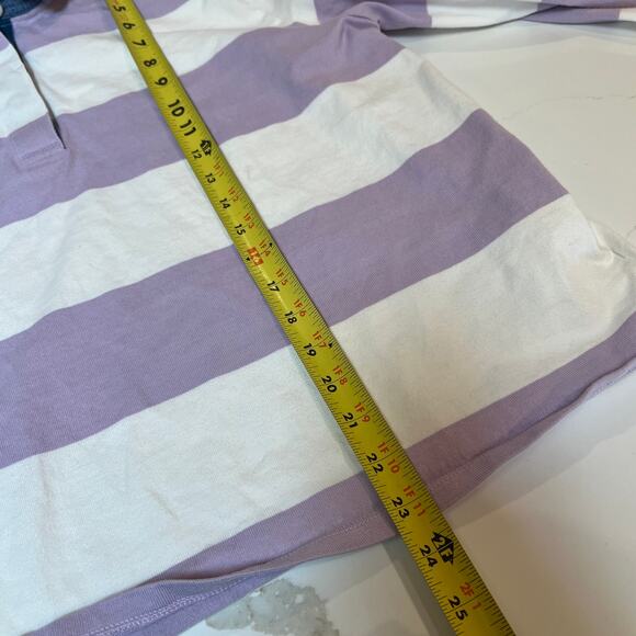 Vineyard vines thick cotton rugby stripe shirt large lilac white collared - Picture 6 of 8